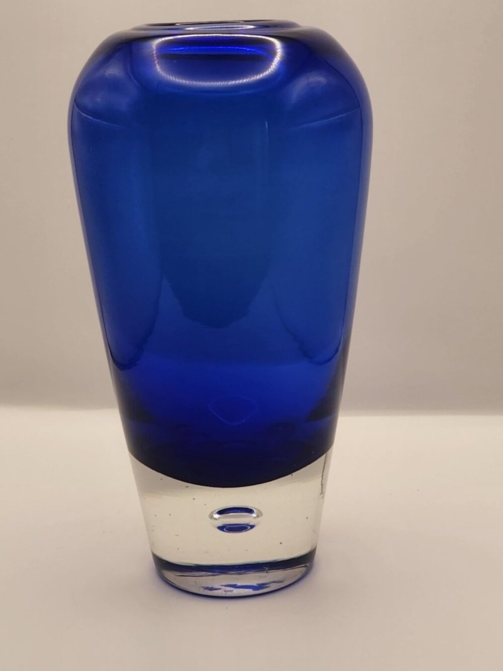 Vintage Cobalt Blue Blown Gorgeous Label Glass Vase • Blue Decor • Vintage Vases